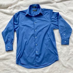 John Bartlett Statements Broadcloth Men’s Dress Shirt Blue Size 15.5 32/33